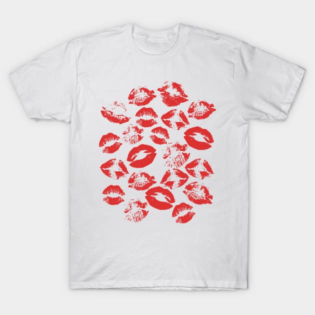 Red lips kiss T-Shirt by JuliaBadeeva